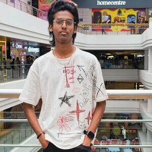 Men's Oversized Drop Shoulder Doodle Print T-shirt